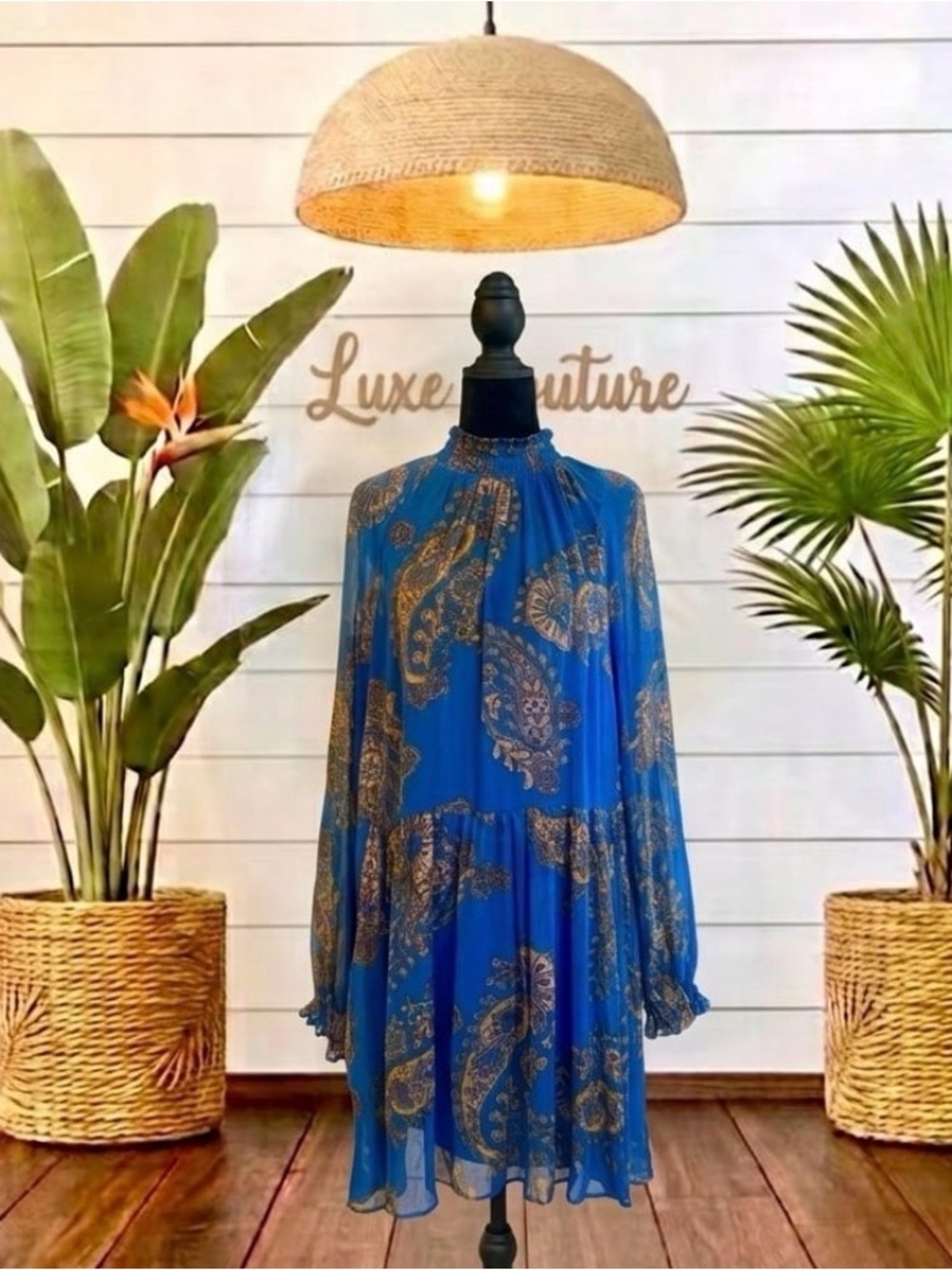 Free People Flowy Cobalt Paisley Dress